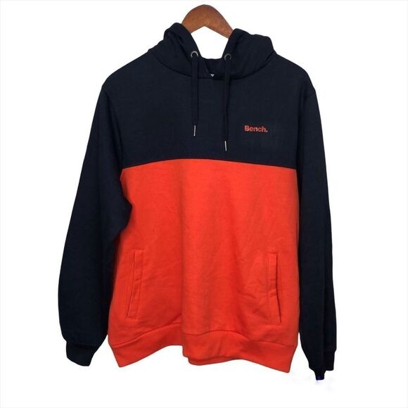 Bench Colourblock Navy Blue & Orange Hooded Sweater Size XL NWT Brand New - Picture 1 of 7